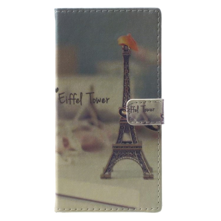 Pattern Printing PU Leather Flip Stand Cell Phone Cover for Nokia 2 - Eiffel Tower and Mustache-1