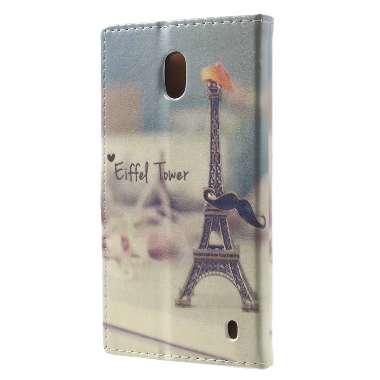 Pattern Printing PU Leather Flip Stand Cell Phone Cover for Nokia 2 - Eiffel Tower and Mustache-2