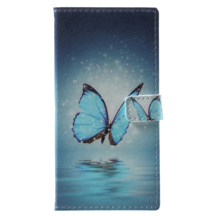 Pattern Printing PU Leather Magnetic Wallet Protection Case Shell for Nokia 2 - Blue Butterfly-1