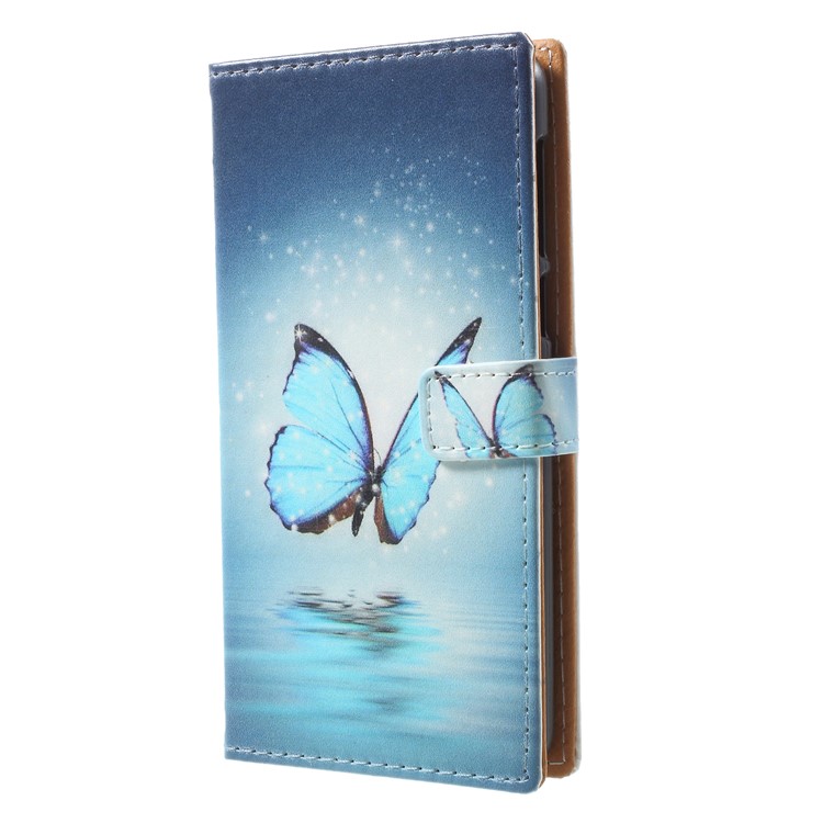 Pattern Printing PU Leather Magnetic Wallet Protection Case Shell for Nokia 2 - Blue Butterfly-3