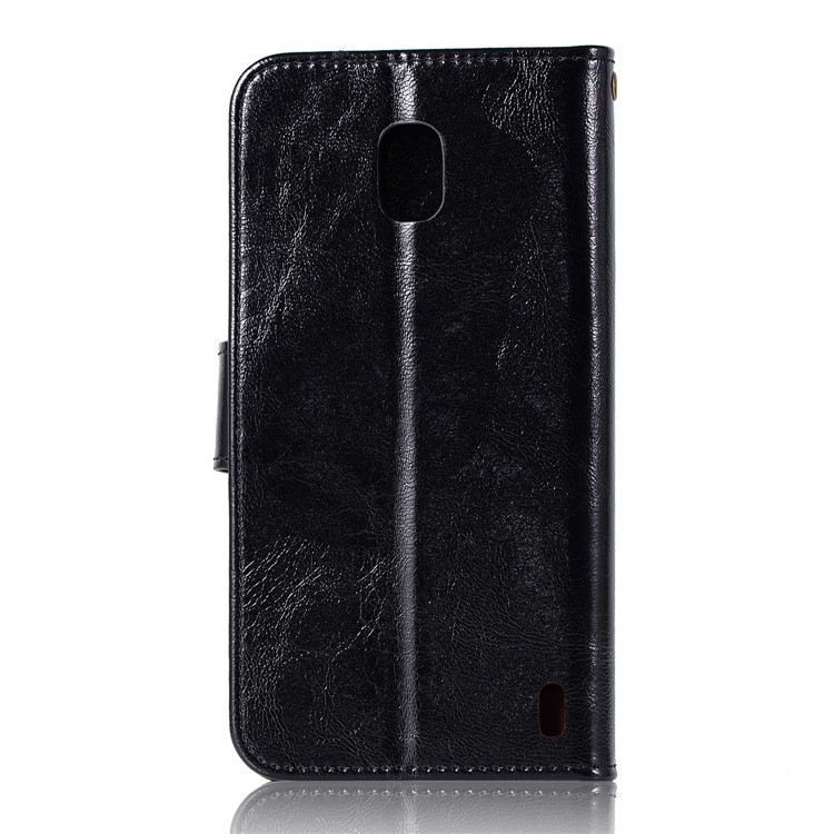 Premium Vintage PU Leather Wallet Protective Case for Nokia 2 - Black-3