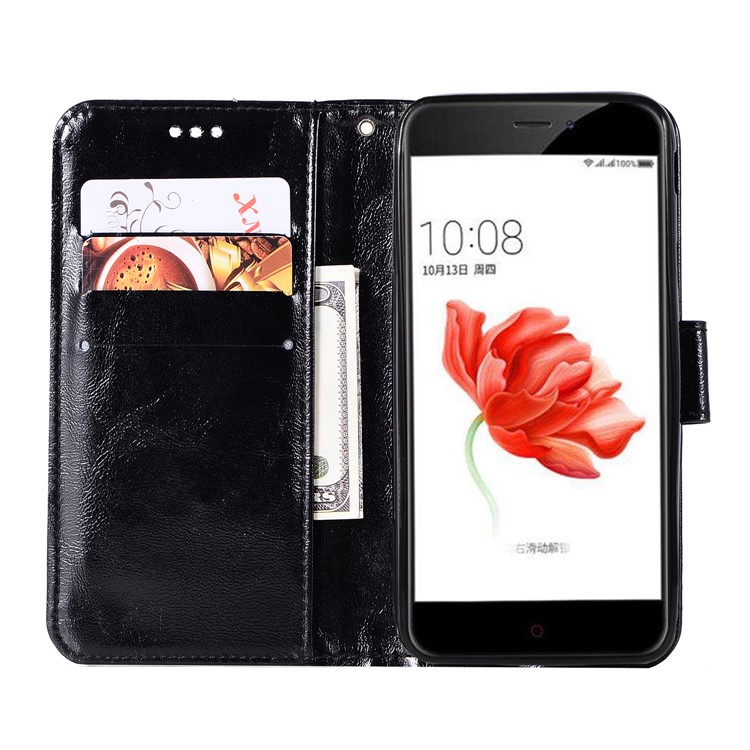 Premium Vintage PU Leather Wallet Protective Case for Nokia 2 - Black-4