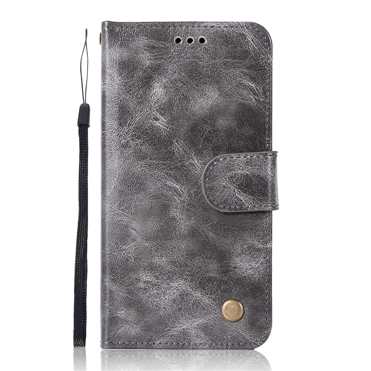 Premium Vintage PU Leather Wallet Protective Casing for Nokia 2 - Grey-2