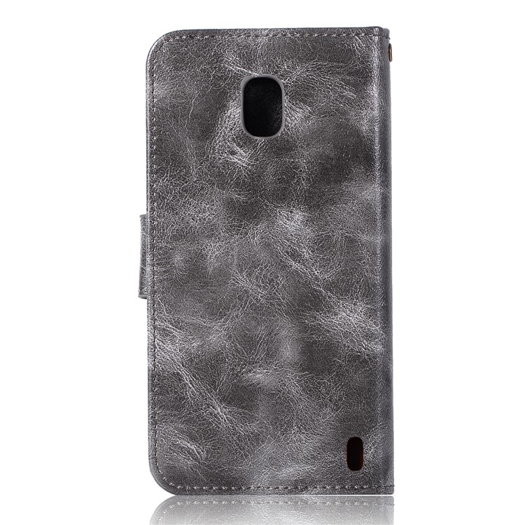 Premium Vintage PU Leather Wallet Protective Casing for Nokia 2 - Grey-3