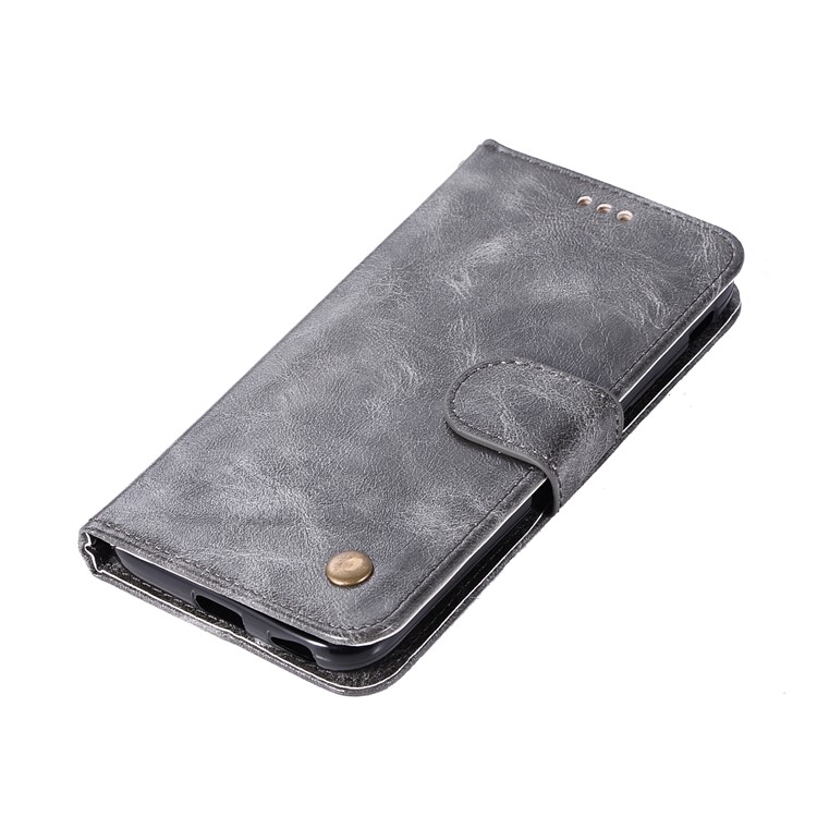 Premium Vintage PU Leather Wallet Protective Casing for Nokia 2 - Grey-7