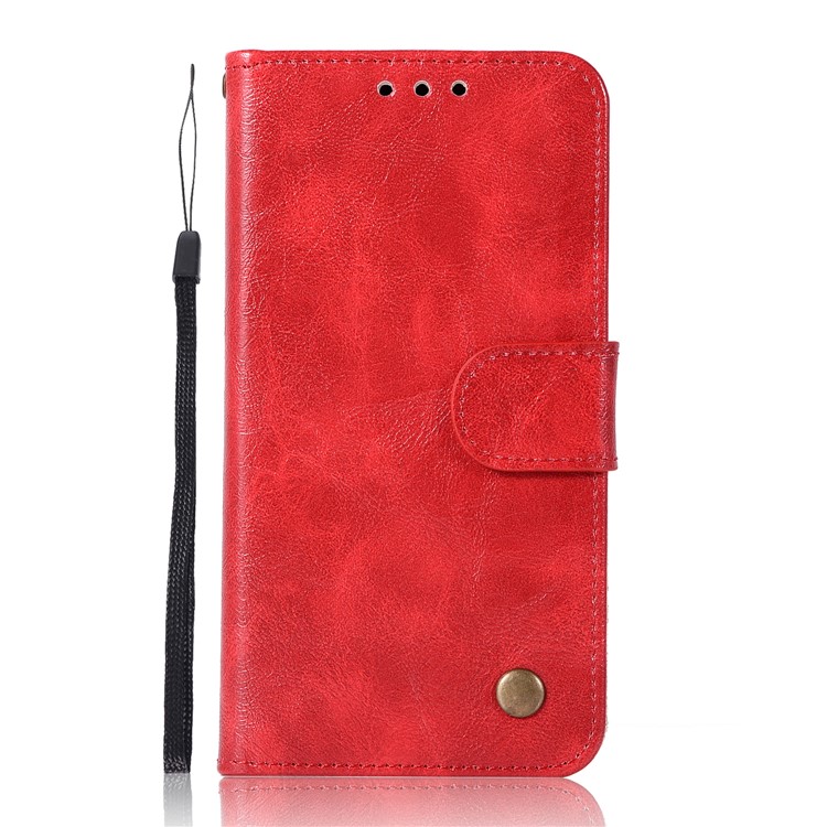 Premium Vintage PU Leather Wallet Protective Cover for Nokia 2 - Red-2