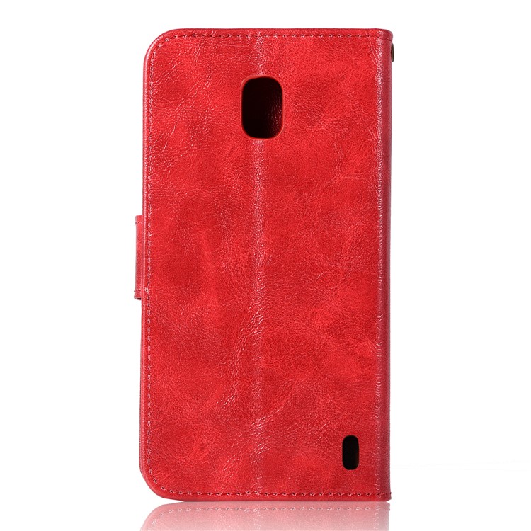 Premium Vintage PU Leather Wallet Protective Cover for Nokia 2 - Red-3