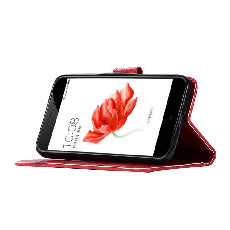 Premium Vintage PU Leather Wallet Protective Cover for Nokia 2 - Red-5