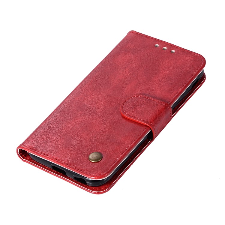 Premium Vintage PU Leather Wallet Protective Cover for Nokia 2 - Red-7