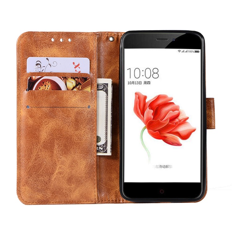 Premium Vintage PU Leather Wallet Protective Casing Cover for Nokia 2 - Brown-4