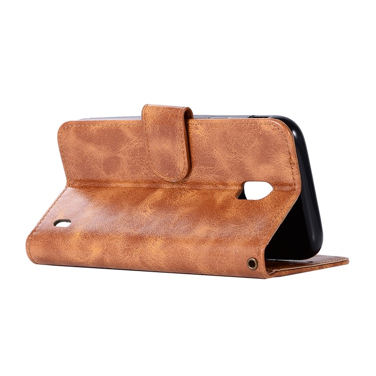 Premium Vintage PU Leather Wallet Protective Casing Cover for Nokia 2 - Brown-6