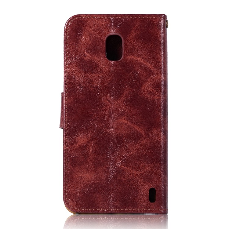 Premium Vintage PU Leather Wallet Protective Shell for Nokia 2 - Wine Red-3