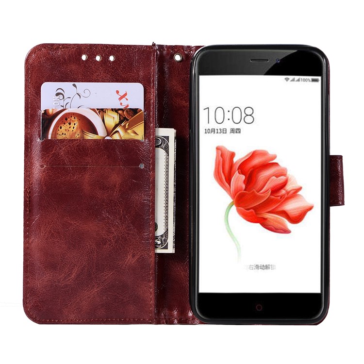 Premium Vintage PU Leather Wallet Protective Shell for Nokia 2 - Wine Red-4
