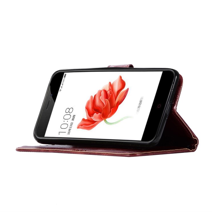 Premium Vintage PU Leather Wallet Protective Shell for Nokia 2 - Wine Red-5