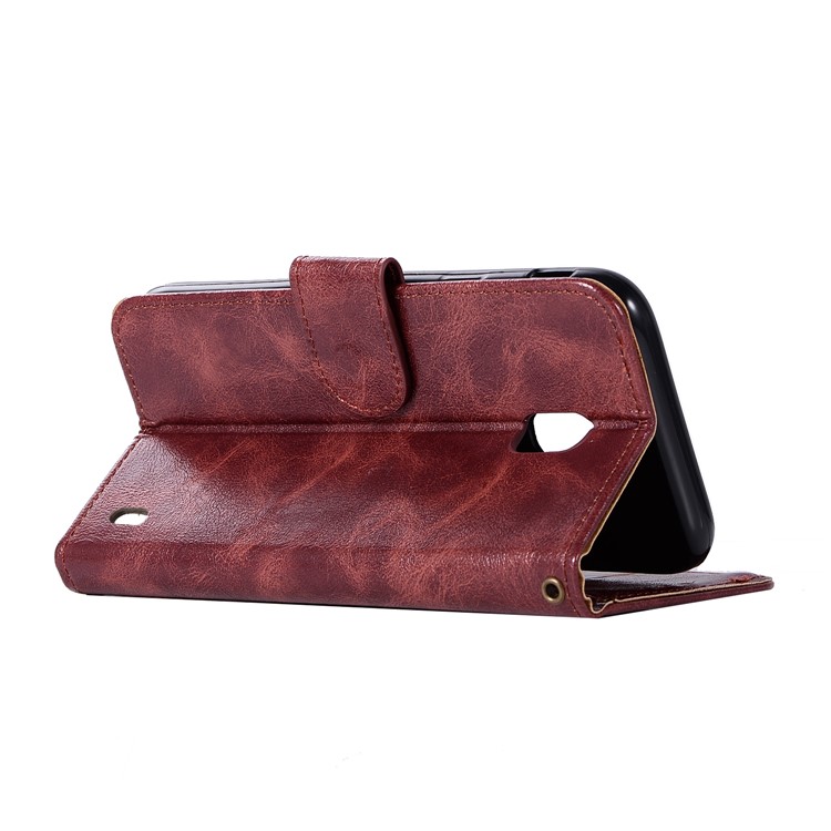 Premium Vintage PU Leather Wallet Protective Shell for Nokia 2 - Wine Red-6