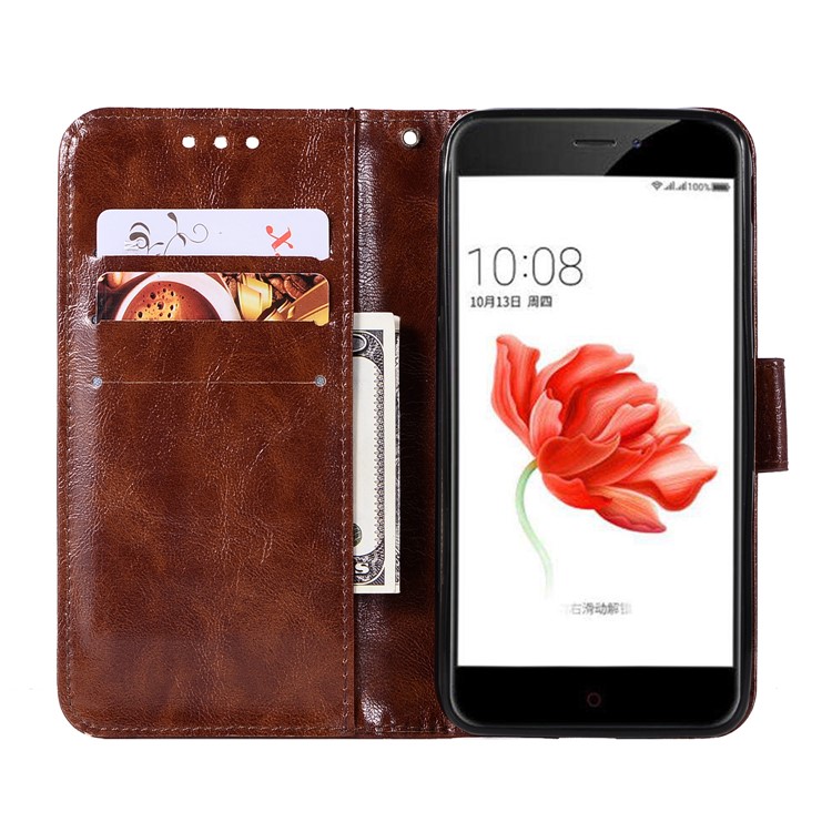 Premium Vintage PU Leather Wallet Mobile Phone Case for Nokia 2 - Coffee-4