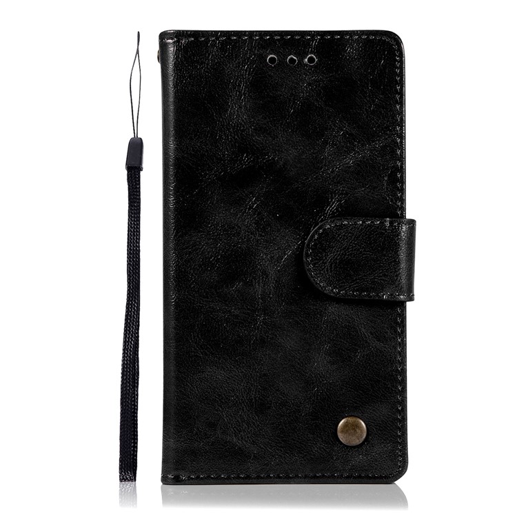 Premium Vintage PU Leather Wallet Stand Case for Nokia 3 - Black-2