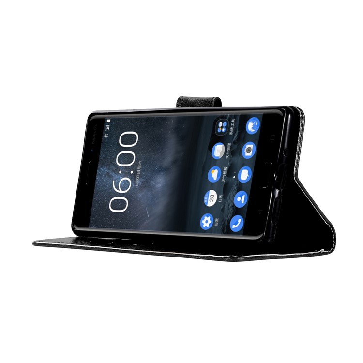 Premium Vintage PU Leather Wallet Stand Case for Nokia 3 - Black-5