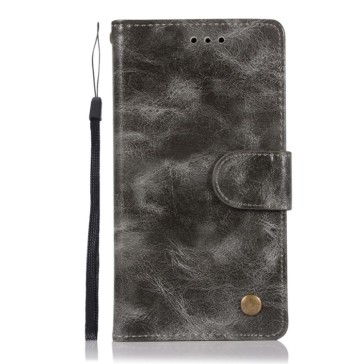 Premium Vintage PU Leather Wallet Stand Casing for Nokia 3 - Grey-2