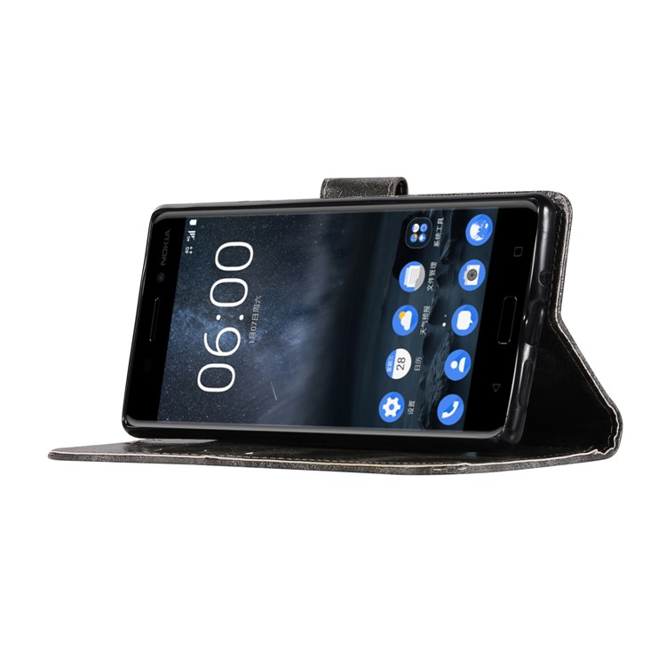 Premium Vintage PU Leather Wallet Stand Casing for Nokia 3 - Grey-5