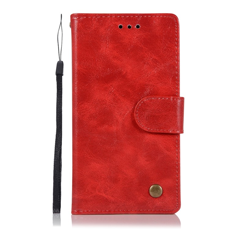 Premium Vintage PU Leather Wallet Stand Cover for Nokia 3 - Red-2