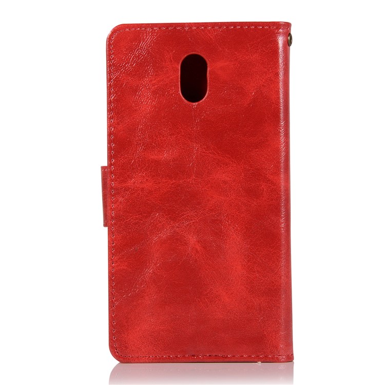 Premium Vintage PU Leather Wallet Stand Cover for Nokia 3 - Red-3