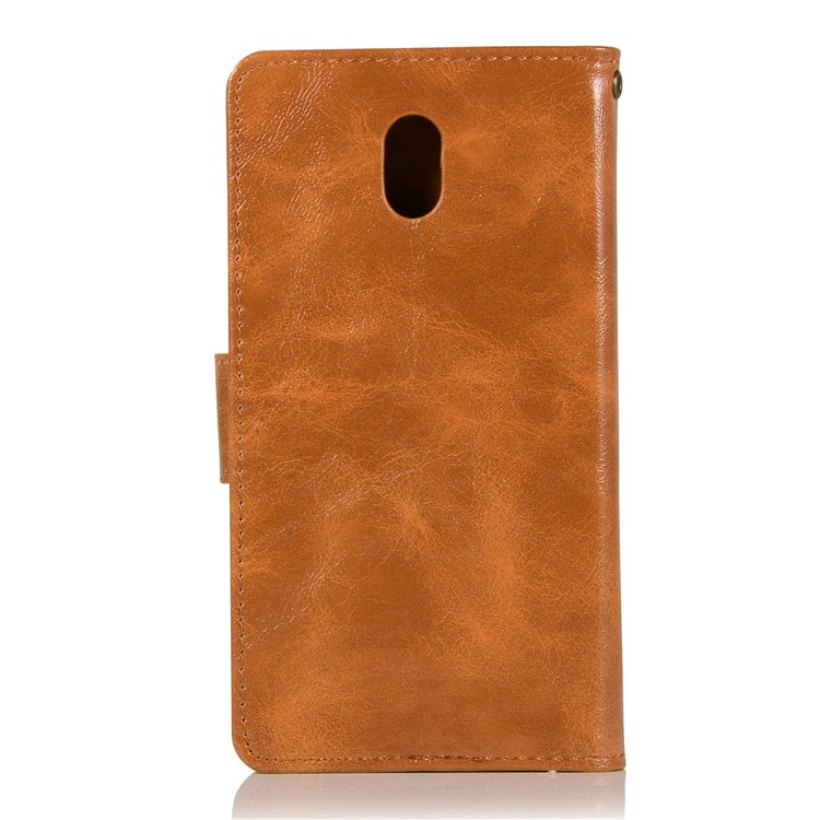 Premium Vintage PU Leather Wallet Stand Casing Cover for Nokia 3 - Brown-3