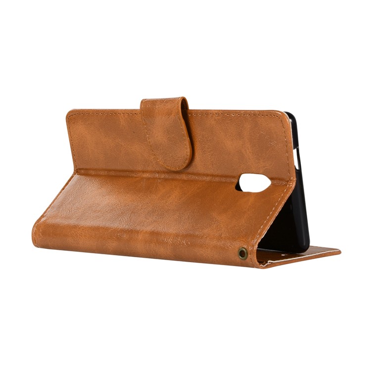 Premium Vintage PU Leather Wallet Stand Casing Cover for Nokia 3 - Brown-6