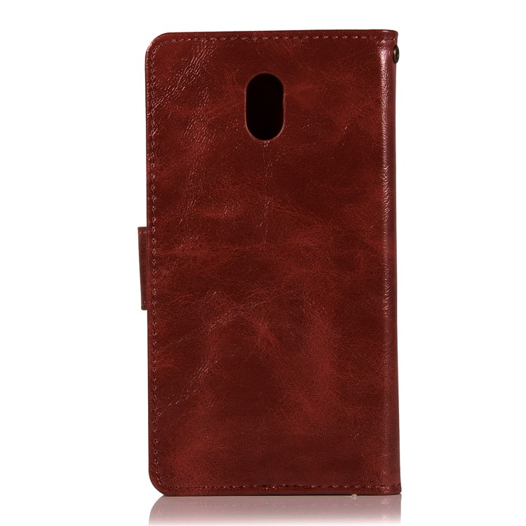 Premium Vintage PU Leather Wallet Stand Shell for Nokia 3 - Wine Red-3
