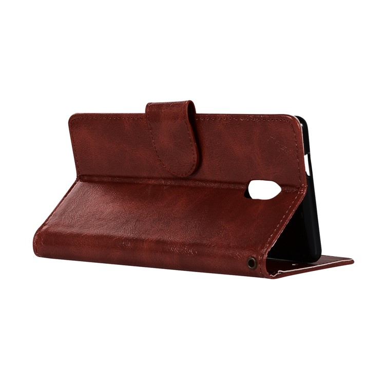 Premium Vintage PU Leather Wallet Stand Shell for Nokia 3 - Wine Red-6
