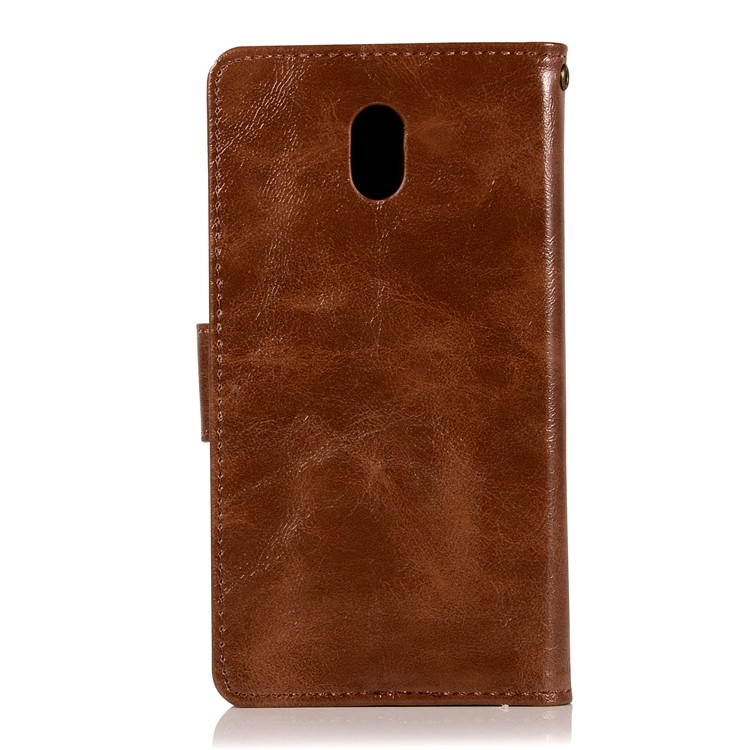 Premium Vintage PU Leather Wallet Stand Casing Shell for Nokia 3 - Coffee-3