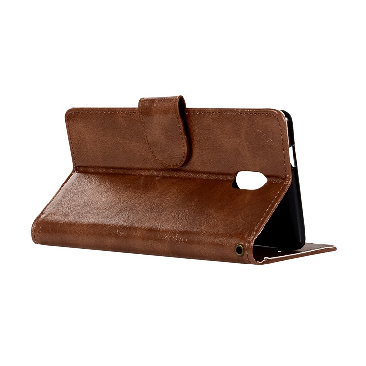 Premium Vintage PU Leather Wallet Stand Casing Shell for Nokia 3 - Coffee-6
