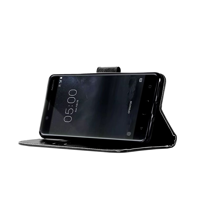 Premium Vintage PU Leather Wallet Case for Nokia 5 - Black-5