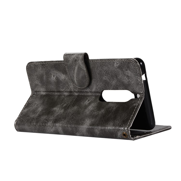 Premium Vintage PU Leather Wallet Cover for Nokia 5 - Grey-6