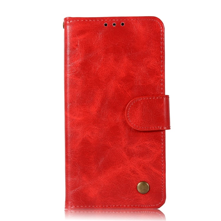 Premium Vintage PU Leather Wallet Shell Case for Nokia 5 - Red-2