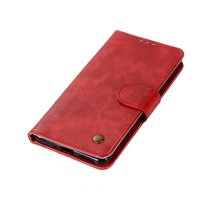 Premium Vintage PU Leather Wallet Shell Case for Nokia 5 - Red-7