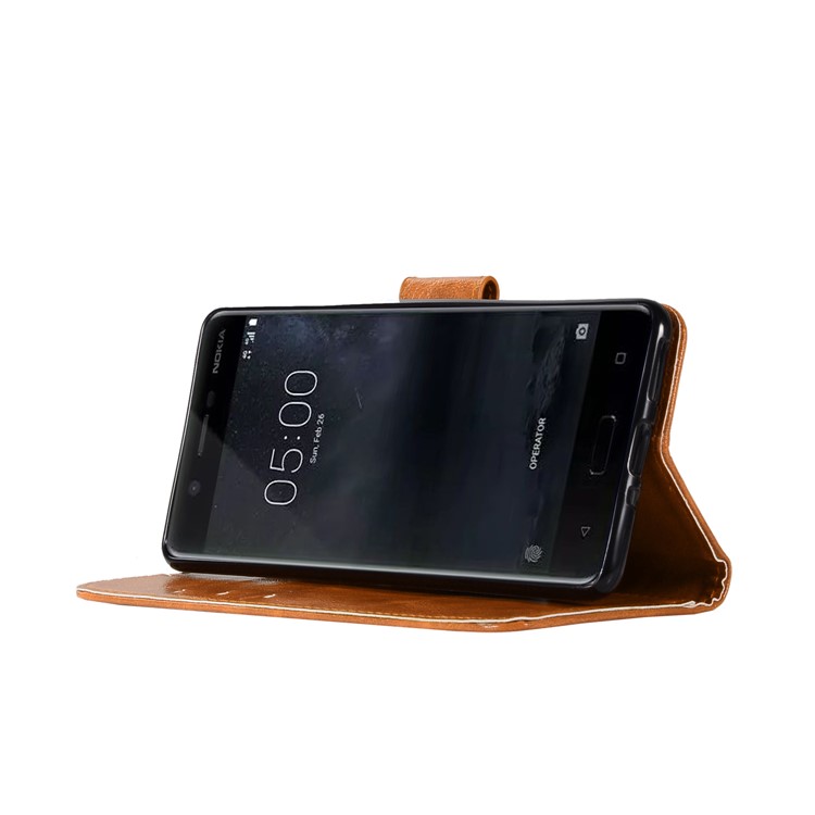 Premium Vintage PU Leather Card Holder Case for Nokia 5 - Brown-5