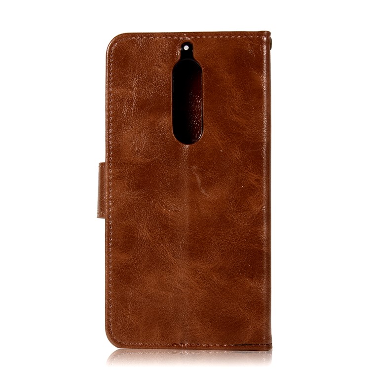 Premium Vintage PU Leather Wallet Cover Case for Nokia 5 - Coffee-3
