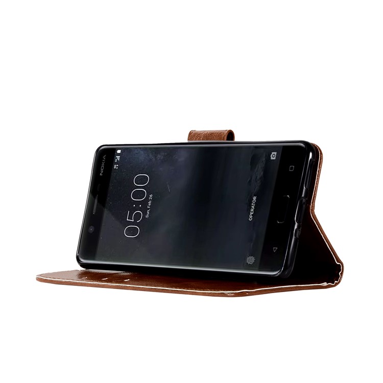 Premium Vintage PU Leather Wallet Cover Case for Nokia 5 - Coffee-5