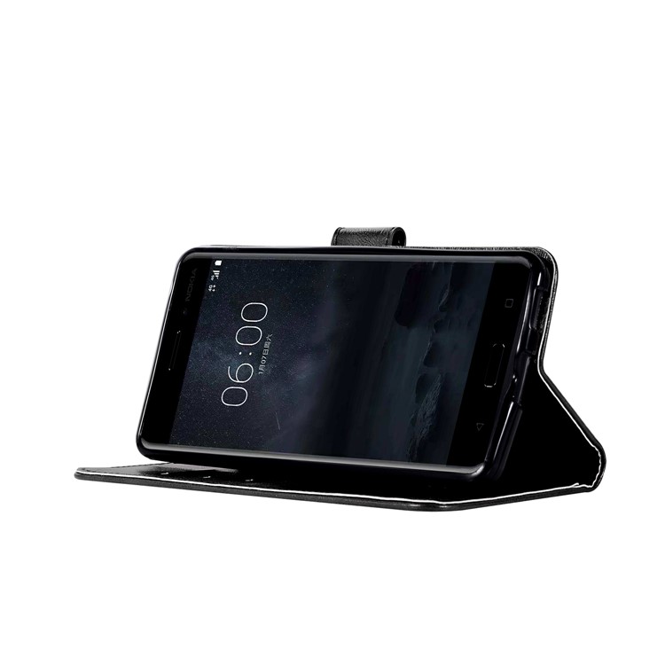 Premium Vintage Leather Wallet Case for Nokia 6 - Black-5