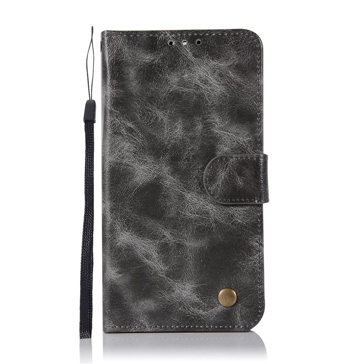 Premium Vintage Leather Wallet Cover for Nokia 6 - Grey-2