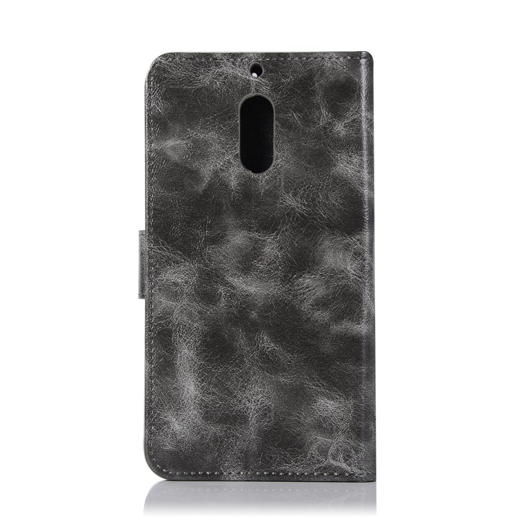 Premium Vintage Leather Wallet Cover for Nokia 6 - Grey-3