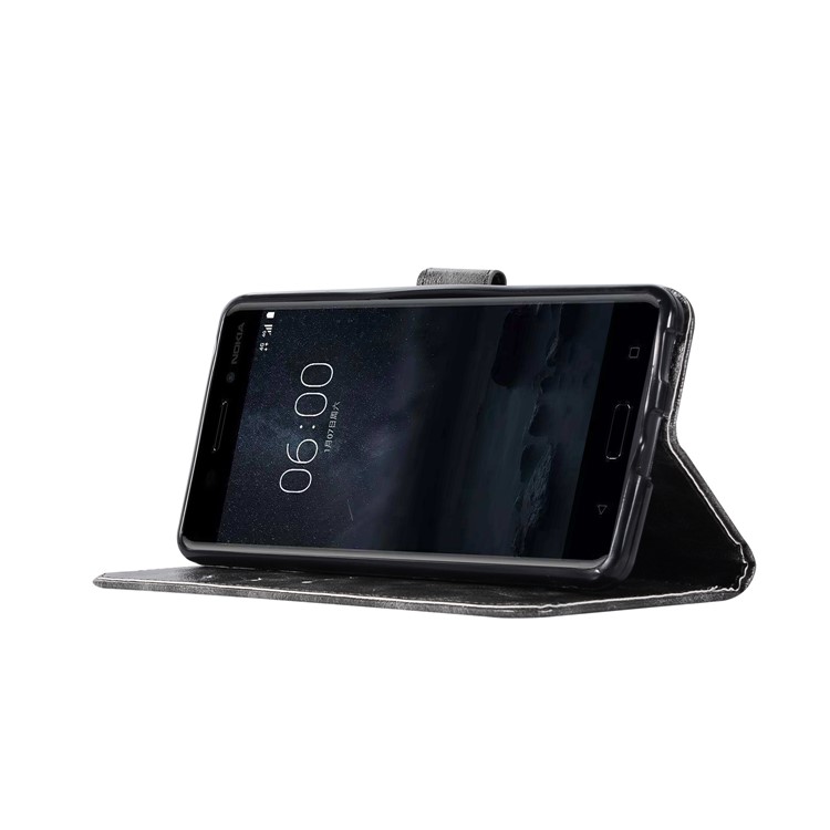Premium Vintage Leather Wallet Cover for Nokia 6 - Grey-5