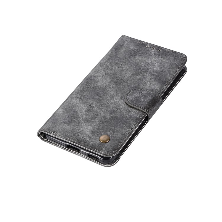 Premium Vintage Leather Wallet Cover for Nokia 6 - Grey-7
