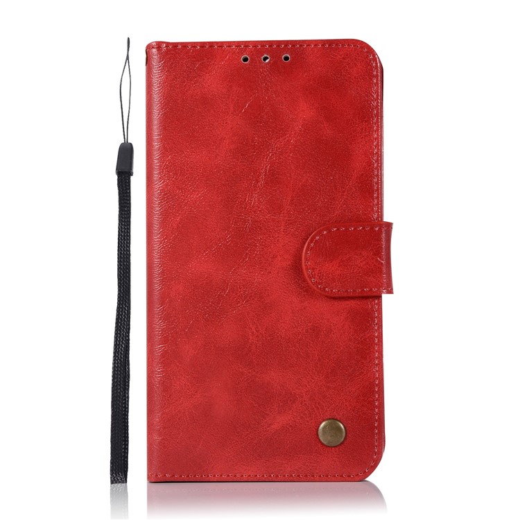 Premium Vintage PU Leather Wallet Case for Nokia 6 - Red-2