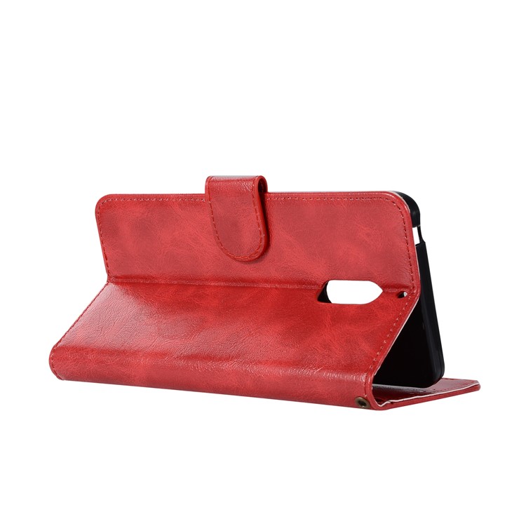 Premium Vintage PU Leather Wallet Case for Nokia 6 - Red-6