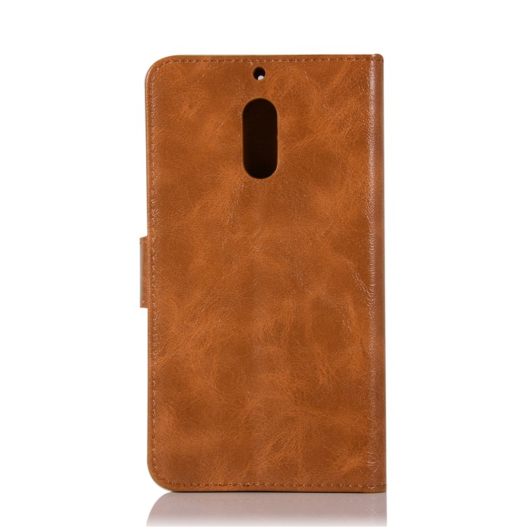 Premium Vintage Leather Wallet Case with Stand for Nokia 6 - Brown-3