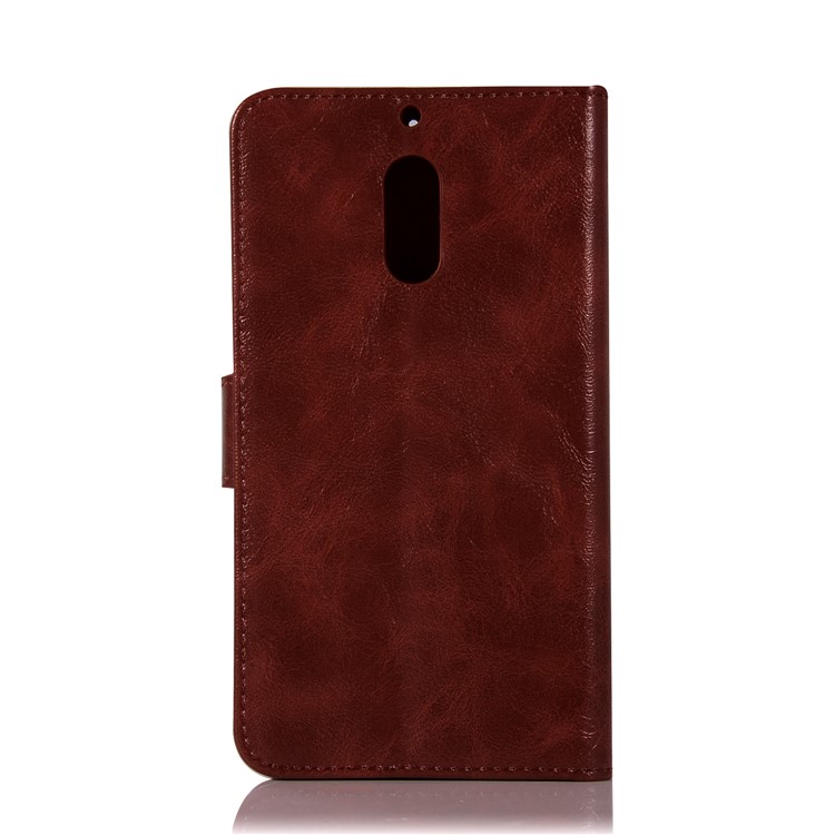 Premium Vintage Leather Wallet Case Cover for Nokia 6 - Wine Red-3
