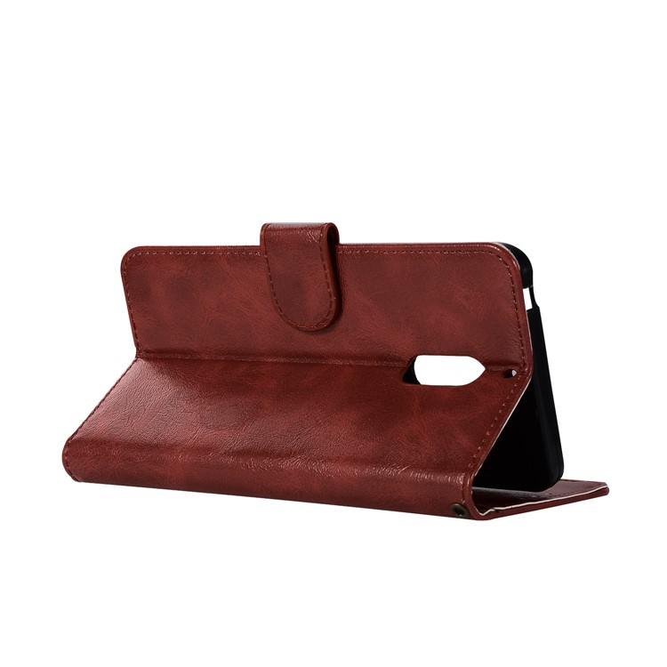 Premium Vintage Leather Wallet Case Cover for Nokia 6 - Wine Red-6