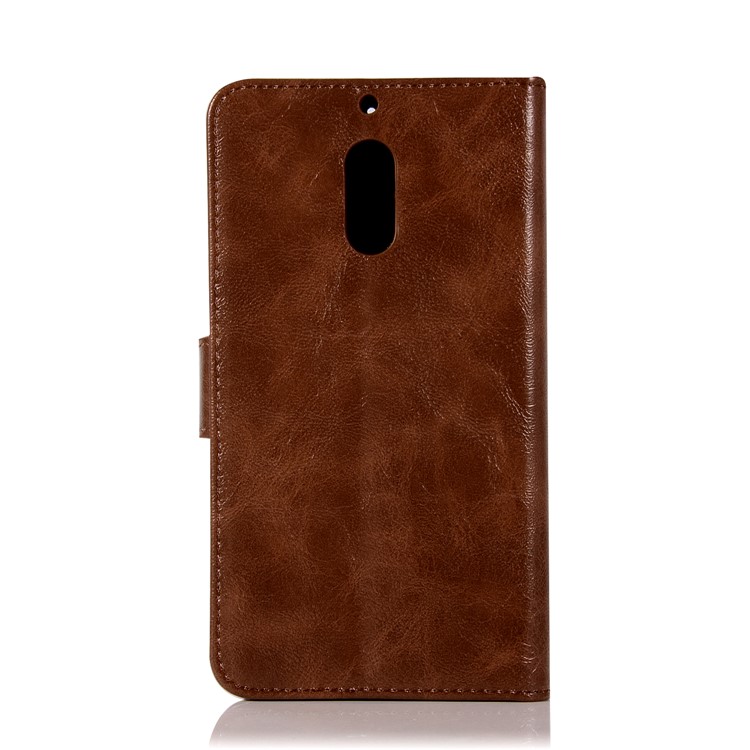Premium Vintage Leather Wallet Case Phone Shell for Nokia 6 - Coffee-3